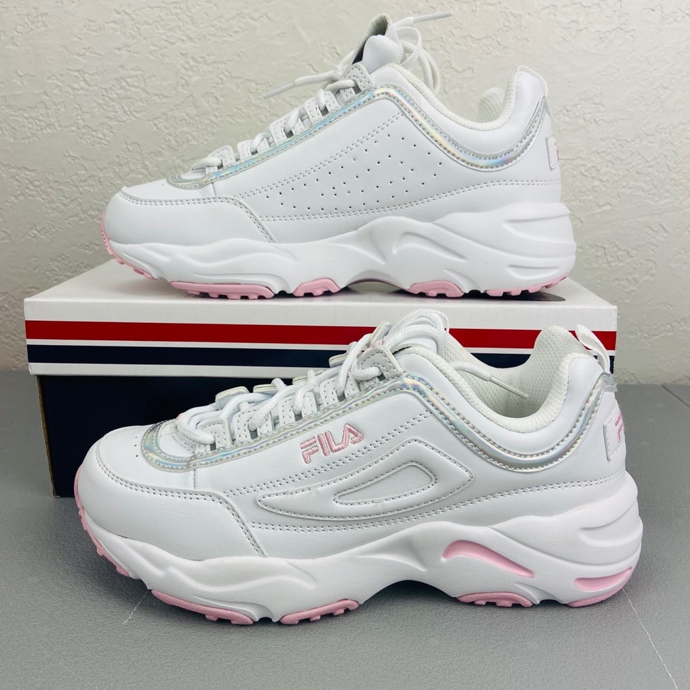 Fila Boy Disruptor II Ray Tracer White Pink Sz 5.5